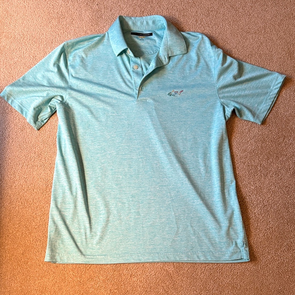 Greg Norman Collection Aqua Polo Shirt plat dry large